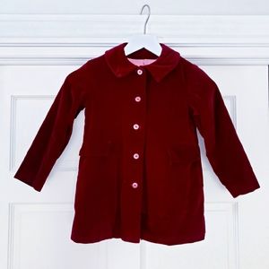 Vintage Velvet Wine Burgundy Peter Pan Kids Toddler Coat